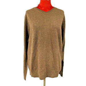NEW Men's Cashmere Pullover Sweater NWT Mocha Brown Size L V-Neck Classic Casual
